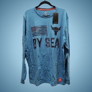 Under Armour Project Rock Vet Day By Sea T-Shirt Long Sleeve Men XL Chicago Blue